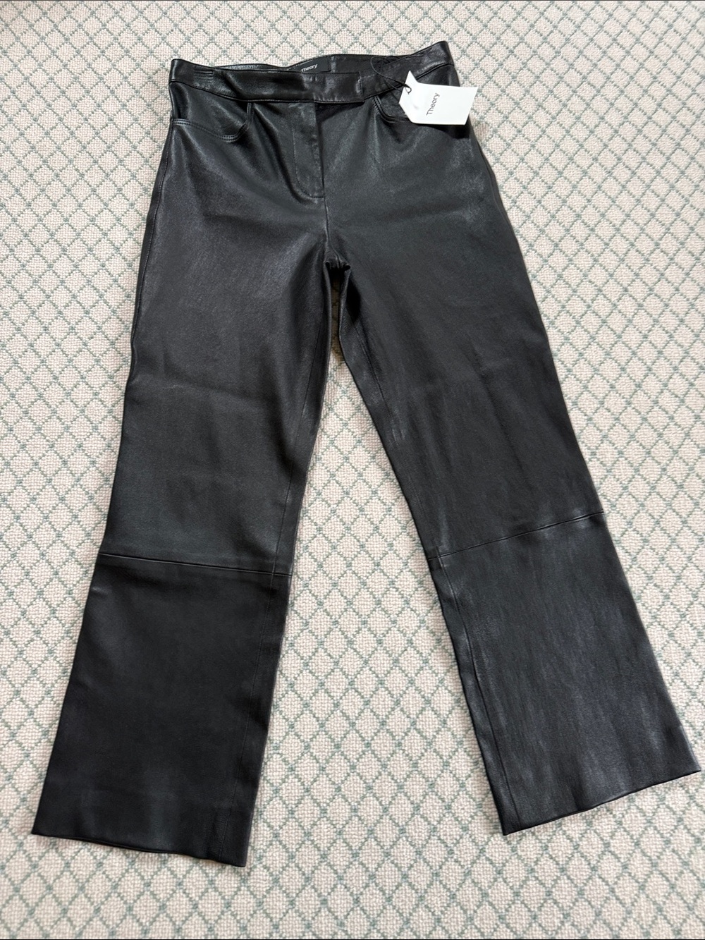 Theory Black Faux Leather Wide-Leg leather pants